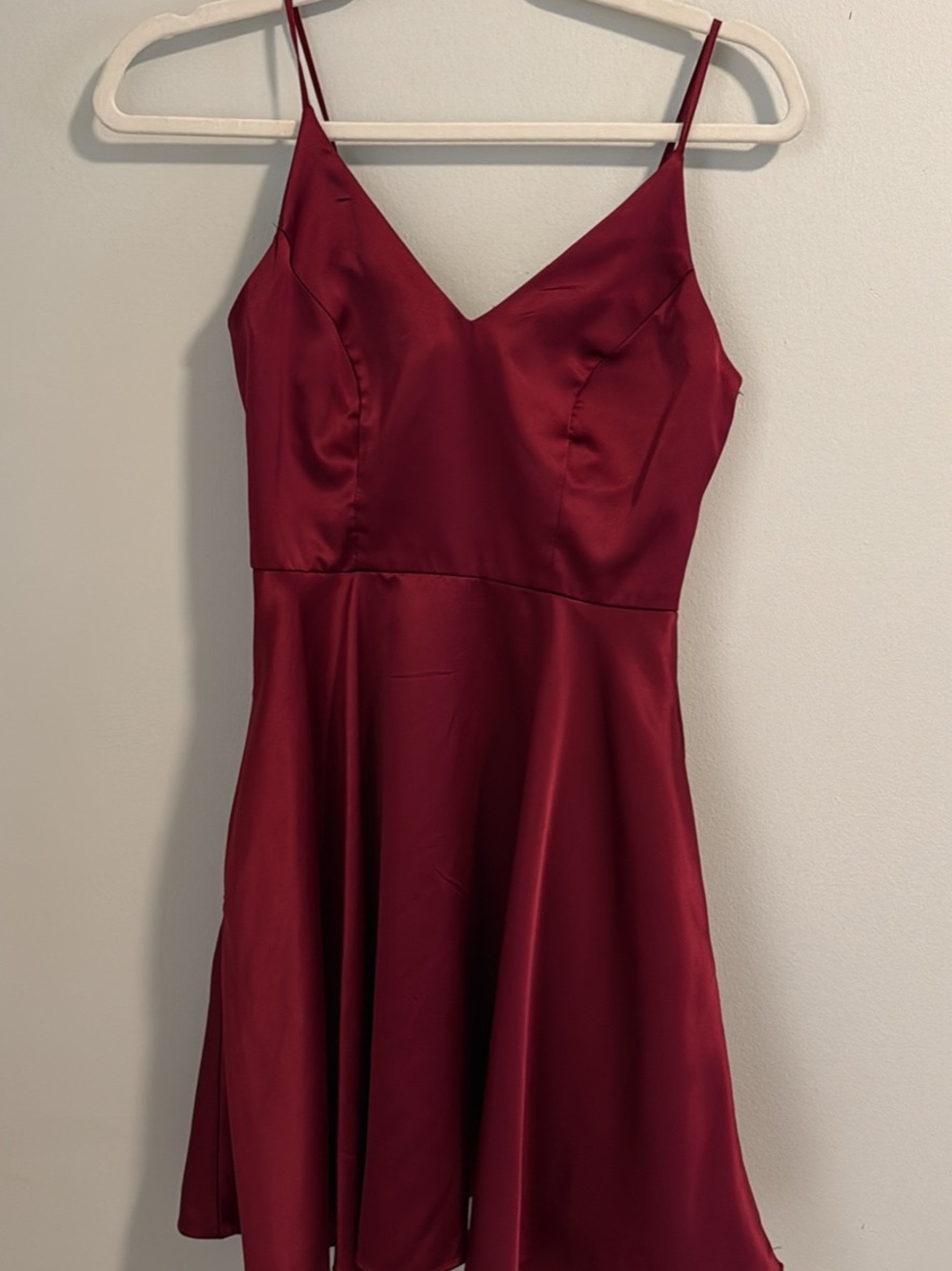 B Darlin Satin Mini Dress in Burgundy